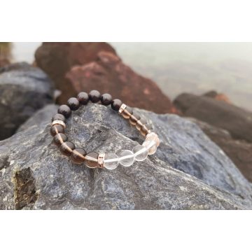   Megújulás karkötő. Gránát, Füstkvarc és Hegyikristályból