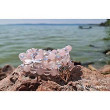   Szeretet karkötő Rózsa és Hegyikristályból választható medállal