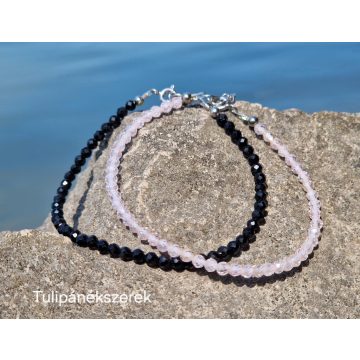   Szeretet és magabiztosság karkötők, Cirkónia és fekete Spinell kristályokból ezüst kapoccsal