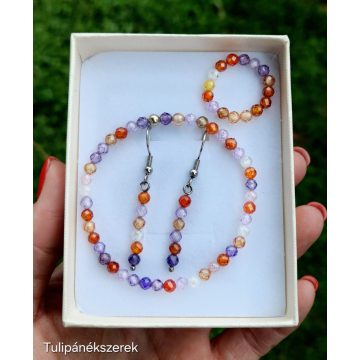  Életöröm kristályszett Ciron gyöngyökből, karkötő, gyűrű és fülbevaló