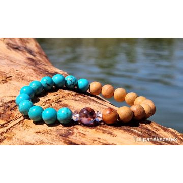   Tisztánlátás karkötő, Szuper 7-es és Howlit kristályokból, Szantálfával