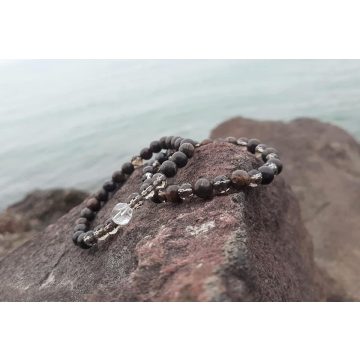   Anya-lánya Védelmi talizmánkarkötők, Füstkvarc, Bronzit és Hegyikristályból