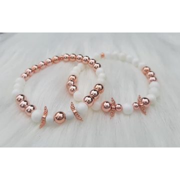   Anya-Lánya karkötőszett Kagylóhéjból és rosegold Hematitból