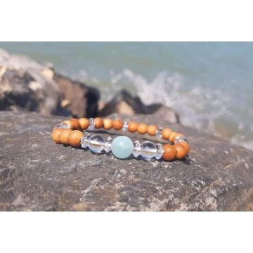   Belső béke karkötő, Szantálfa, Hemimorfit és Hegyikristályból