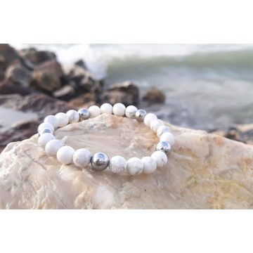   Egyensúly Férfi karkötő Howlit és Hematit kristályokból