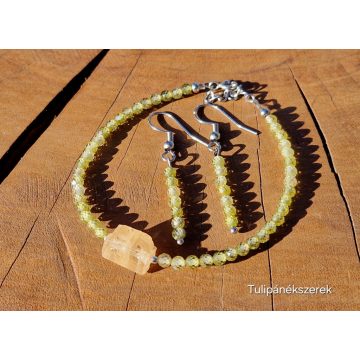 Napsugár karkötő, Arany Topáz és zöld Cirkóniánól