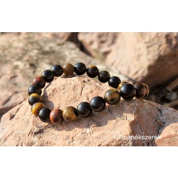   Siker-bőség- védelem talizmánkarkötő Tigris, Macska és Sólyomszem kristályokból