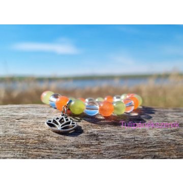   Tavaszi ébredés karkötő, színes Jadecés Hegyikristályokból