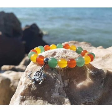   Bőség karkötő, Karneol, Mézachát és Aventurin kristályokból