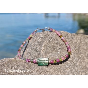   Szívnyitó- önbeteljesedés karkötő Verdelit és színes Turmalin kristályokból