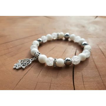   Ragyogás karkötő, Roppantott Hegyikristályból és Kagylóhéjból