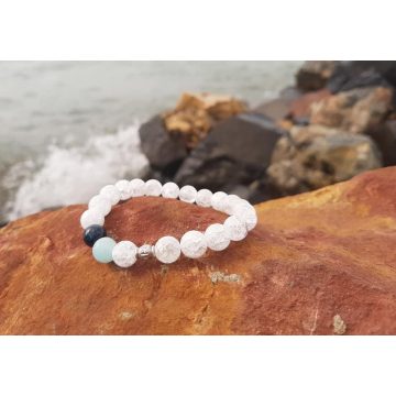   Belső Erő-egyensúly-szabadság Hemimorfit, Krizokolla és Hegyikristályból, ezüst Tulipánnal