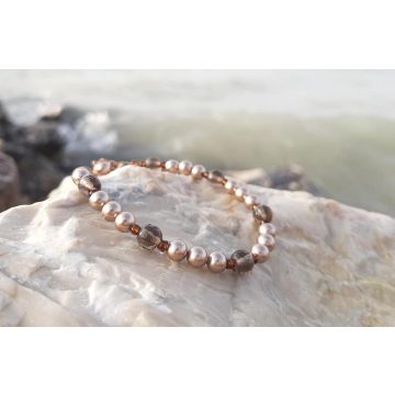 Stabilitás Füstkvarc és Swarovski karkötő