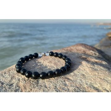 Magabiztosság Onix-Hegyikristály karkötő