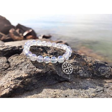 Angyalkarkötőt fazettált Angyal Aurakvarc kristályokból