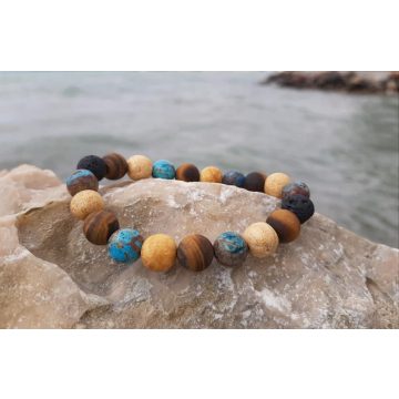   Szivárvány karkötő Palosanto, matt Tigrisszem, Szivárványjáspis és Lávakő