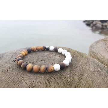 Egyensúly karkötő, Tigrisszem és Howlit Kristályokból