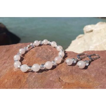   Tündérvarázs szett, Kristályarkötő és fülbevaló ezüst Tulipángyönggyel