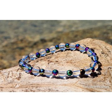   Stabilitás és erő karkötő, Hematit titánium és Hegyikristályból