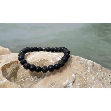   Őserő Férfi karkötő, Lávakő, Hematit és Onix Kristályokból