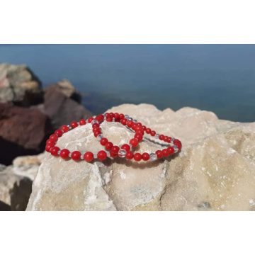   Anya-lánya, Korall karkötőpáros, Nőiesség, szenvedély karkötők, Korall és Hegyikristályokból