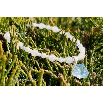 Nyers Kék Topáz és Holdkő karkötő