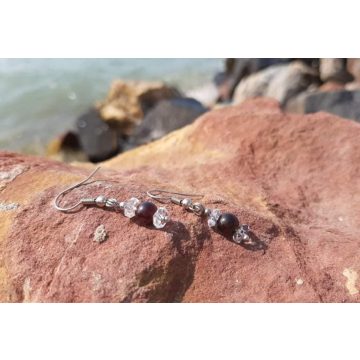   Bőségteremtő fülbevaló, Gránát és csiszolt Hegyikristályokból