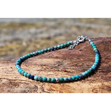   Tündérkarkötő, Türkiz és Zafír kristályokból, ezüst gyöngyökkel