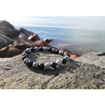   Stabilitás karkötő SzürkeJáspis és Onix kristályokból